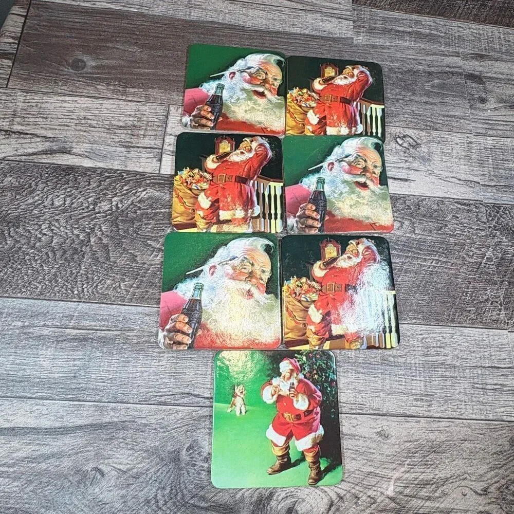 Vintage Coca-Cola Santa Claus Coasters (Set of 7)